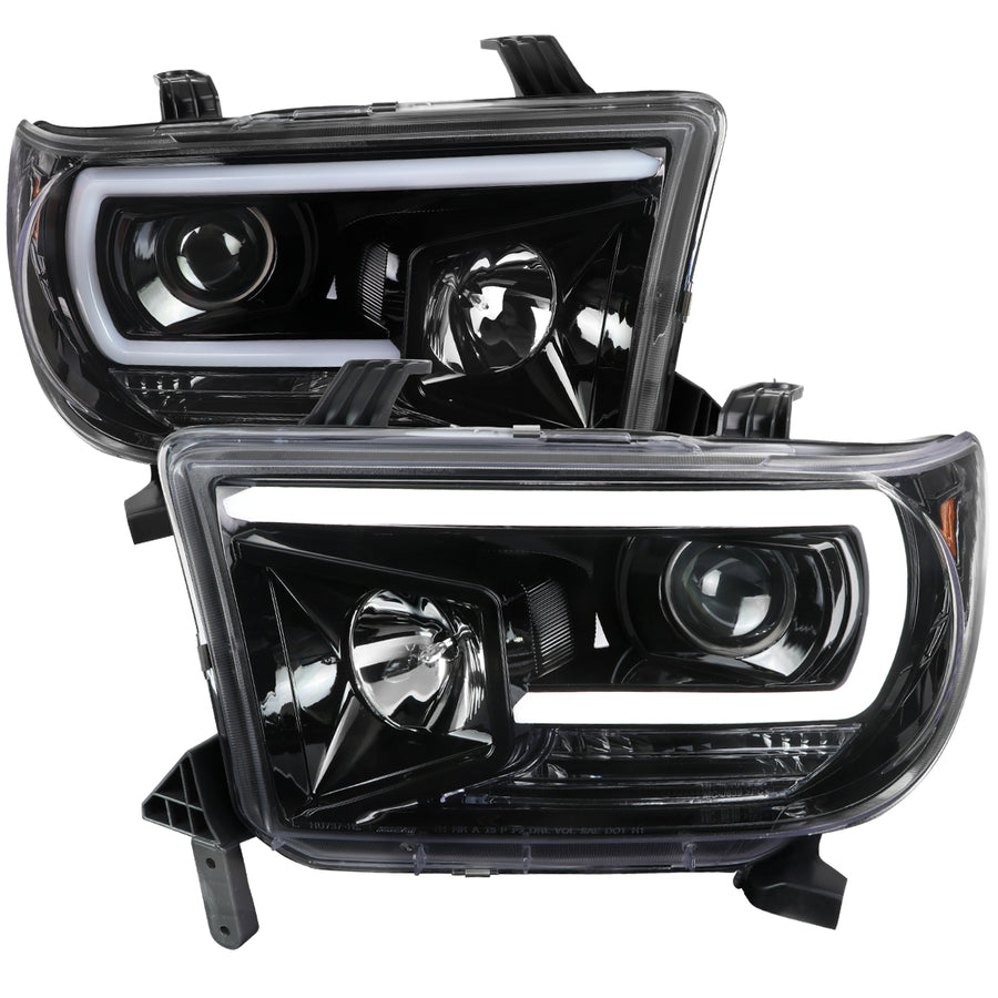 2007-2013 Toyota Tundra/ 2008-2017 Sequoia LED C-Bar Projector Headlights (Jet Black Housing/Clear Lens)