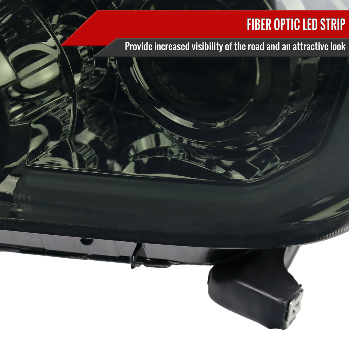 2007-2013 Toyota Tundra/2008-2017 Sequoia Retro Style LED Tube Projector Headlights with LED Turn Signals (Chrome Housing/Smoke Lens)