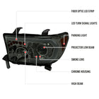 2007-2013 Toyota Tundra/2008-2017 Sequoia Retro Style LED Tube Projector Headlights with LED Turn Signals (Chrome Housing/Smoke Lens)