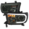 2007-2013 Toyota Tundra/2008-2017 Sequoia Retro Style LED Tube Projector Headlights with LED Turn Signals (Chrome Housing/Smoke Lens)