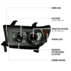 2007-2013 Toyota Tundra/ 2008-2017 Sequoia Switchback Sequential LED C-Bar Projector Headlights (Chrome Housing/Smoke Lens)