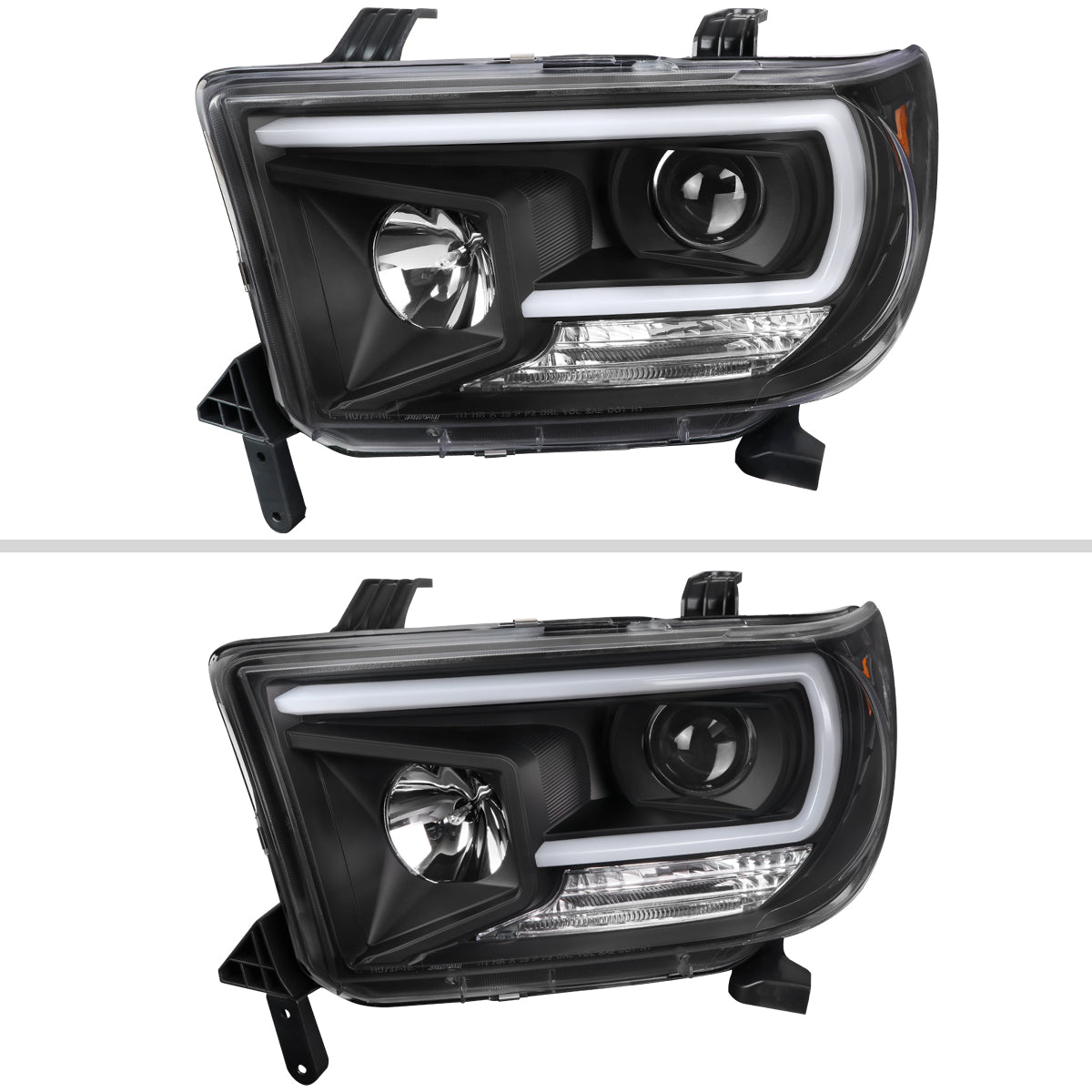 2007-2013 Toyota Tundra/ 2008-2017 Sequoia LED C-Bar Projector Headlights (Matte Black Housing/Clear Lens)