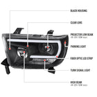 2007-2013 Toyota Tundra/ 2008-2017 Sequoia LED C-Bar Projector Headlights (Matte Black Housing/Clear Lens)