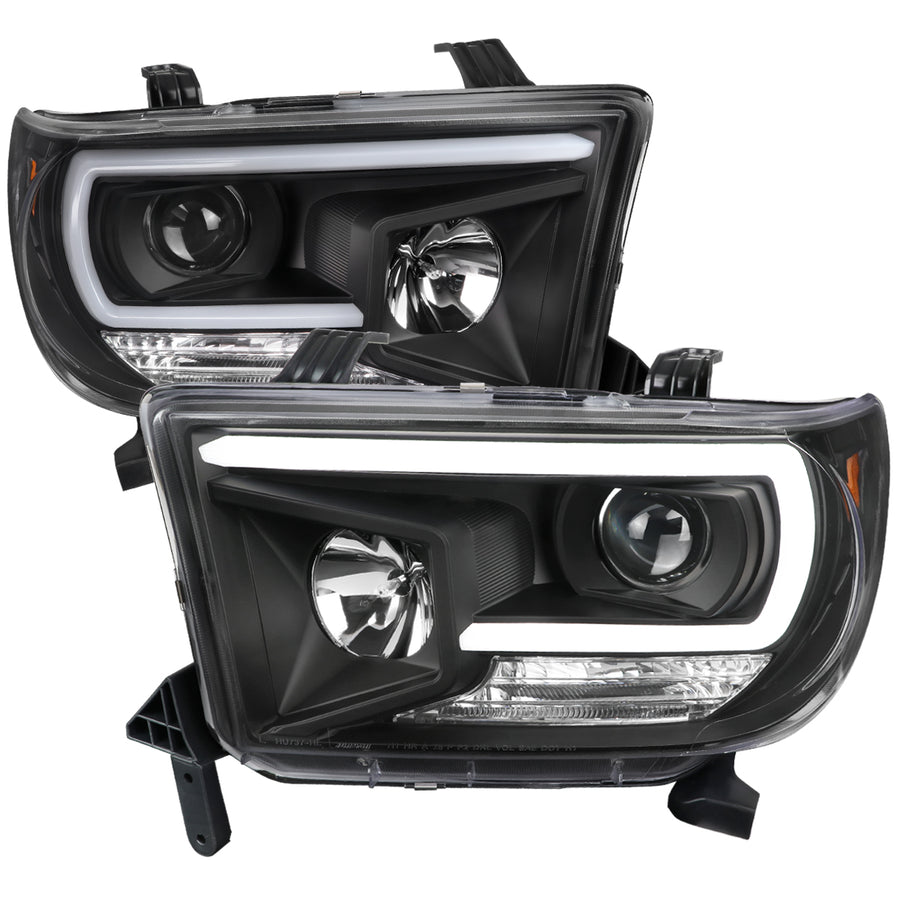 2007-2013 Toyota Tundra/ 2008-2017 Sequoia LED C-Bar Projector Headlights (Matte Black Housing/Clear Lens)