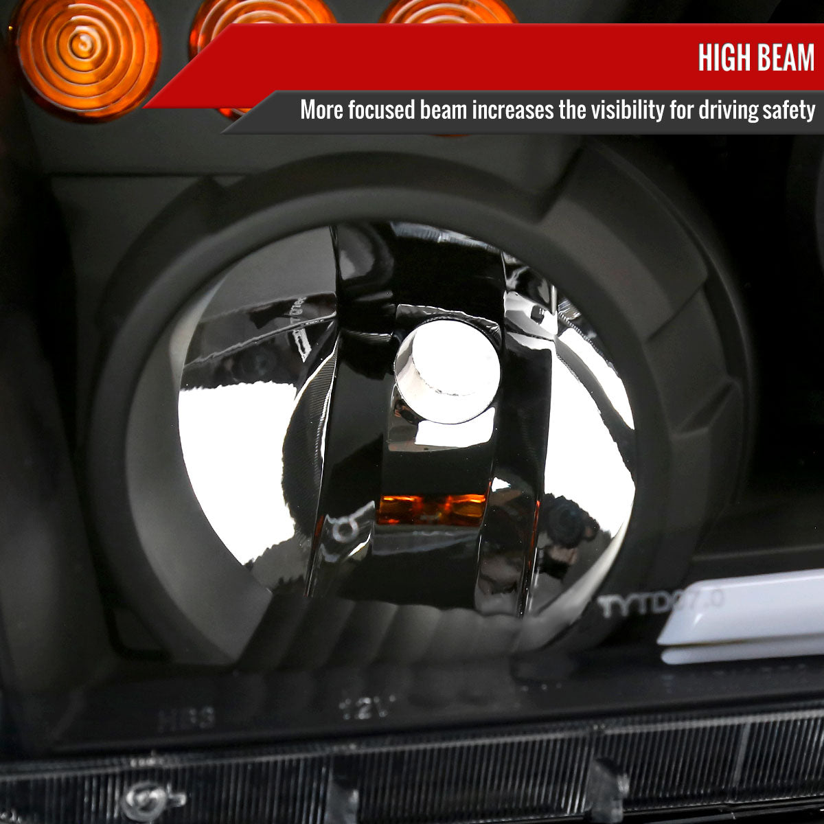 2007-2013 Toyota Tundra/2008-2017 Sequoia Retro Style LED Tube Projector Headlights with LED Turn Signals (Matte Black Housing/Clear Lens)