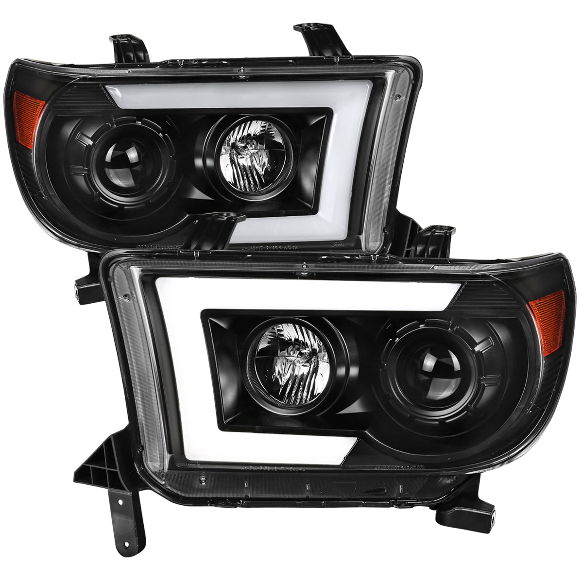 2007-2013 Toyota Tundra/ 2008-2017 Sequoia Switchback Sequential LED C-Bar Projector Headlights (Matte Black Housing/Clear Lens)