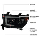 2007-2013 Toyota Tundra/ 2008-2017 Sequoia Switchback Sequential LED C-Bar Projector Headlights (Matte Black Housing/Smoke Lens)