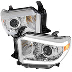 2014-2021 Toyota Tundra LED Switchback Sequential Turn Signal LED Bar Projector Headlights (Chrome Housing/Clear Lens)