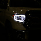 2014-2021 Toyota Tundra LED C-Bar Projector Headlights w/ Sequential Turn Signal Lights (Chrome Housing/Clear Lens)