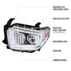 2014-2021 Toyota Tundra LED C-Bar Projector Headlights w/ Sequential Turn Signal Lights (Chrome Housing/Clear Lens)