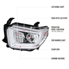 2014-2021 Toyota Tundra LED C-Bar Projector Headlights w/ LED Turn Signal Lights (Chrome Housing/Clear Lens)
