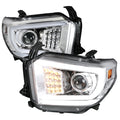 2014-2021 Toyota Tundra LED C-Bar Projector Headlights w/ LED Turn Signal Lights (Chrome Housing/Clear Lens)