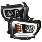 2014-2021 Toyota Tundra LED C-Bar Projector Headlights w/ Sequential Turn Signal Lights (Jet Black Housing/Clear Lens)