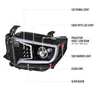 2014-2021 Toyota Tundra LED C-Bar Projector Headlights w/ LED Turn Signal Lights (Glossy Black Housing/Clear Lens)