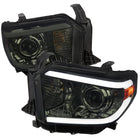 2014-2021 Toyota Tundra LED Switchback Sequential Turn Signal LED Bar Projector Headlights (Chrome Housing/Smoke Lens)