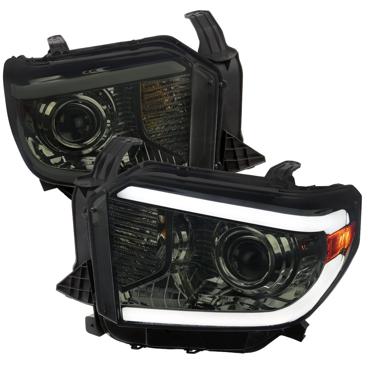 2014-2021 Toyota Tundra LED Switchback Sequential Turn Signal LED Bar Projector Headlights (Chrome Housing/Smoke Lens)