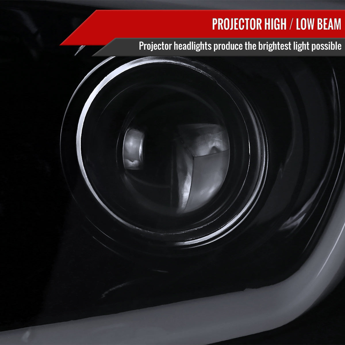 2014-2021 Toyota Tundra LED C-Bar Projector Headlights w/ LED Turn Signal Lights (Glossy Black Housing/Smoke Lens)