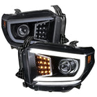 2014-2021 Toyota Tundra LED C-Bar Projector Headlights w/ LED Turn Signal Lights (Glossy Black Housing/Smoke Lens)