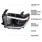 2014-2021 Toyota Tundra LED Switchback Sequential Turn Signal LED Bar Projector Headlights (Matte Black Housing/Clear Lens)