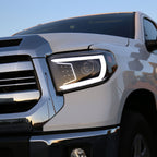 2014-2021 Toyota Tundra LED C-Bar Projector Headlights w/ Sequential Turn Signal Lights (Matte Black Housing/Clear Lens)