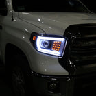 2014-2021 Toyota Tundra LED C-Bar Projector Headlights w/ Sequential Turn Signal Lights (Matte Black Housing/Clear Lens)
