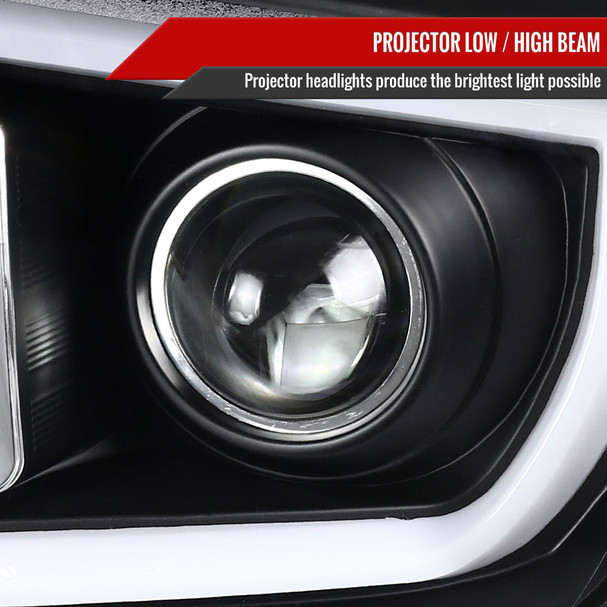 2014-2021 Toyota Tundra LED C-Bar Projector Headlights w/ Sequential Turn Signal Lights (Matte Black Housing/Clear Lens)