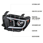 2014-2021 Toyota Tundra LED C-Bar Projector Headlights w/ LED Turn Signal Lights (Matte Black Housing/Clear lens)