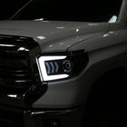 2014-2021 Toyota Tundra LED C-Bar Projector Headlights w/ Sequential Arrow Turn Signals (Matte Black Housing/Smoke Lens)