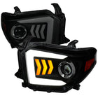 2014-2021 Toyota Tundra LED C-Bar Projector Headlights w/ Sequential Arrow Turn Signals (Matte Black Housing/Smoke Lens)
