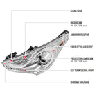 2012-2017 Hyundai Veloster LED Light Bar Projector Headlight w/ Sequential Turn Signal Lights (Chrome Housing/Clear Lens)