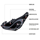 2012-2017 Hyundai Veloster LED Bar Projector Headlights w/ Sequential Turn Signal Lights (Glossy Black Housing/Smoke Lens)