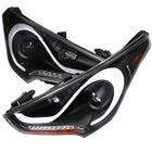 2012-2017 Hyundai Veloster LED Bar Projector Headlight w/ Sequential Turn Signal Lights (Matte Black Housing/Clear Lens)