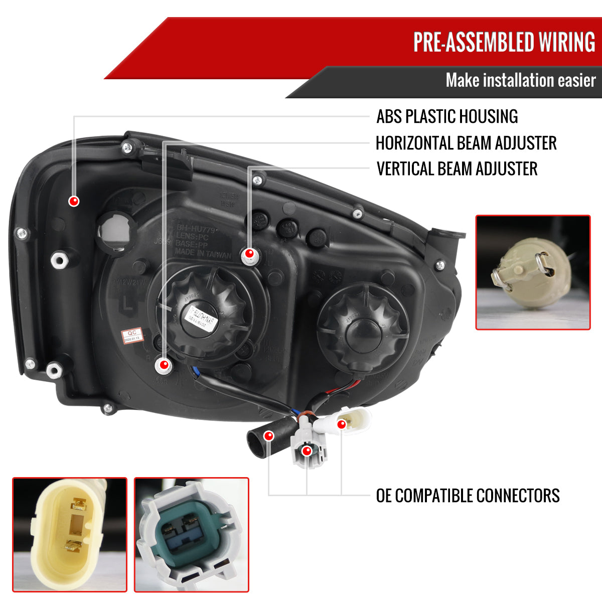 2004-2005 Subaru Impreza WRX STI Outback Projector Headlights w/ LED Light Bar (Chrome Housing/Clear Lens)