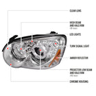 2004-2005 Subaru Impreza WRX STI Outback Dual Halo Projector Headlights (Chrome Housing/Clear Lens)