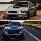 2004-2005 Subaru Impreza WRX STI Outback Projector Headlights w/ LED Light Bar (Glossy Black Housing/Clear Lens)