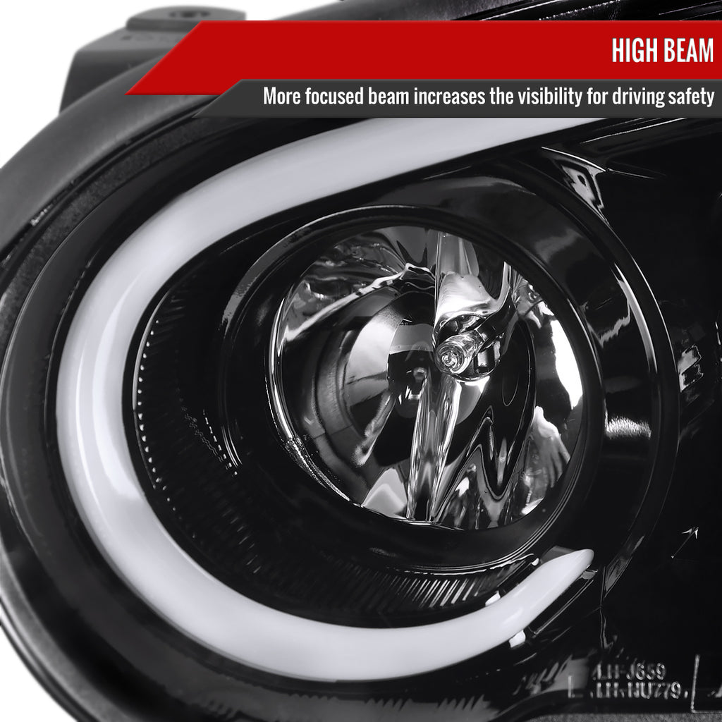 2004-2005 Subaru Impreza WRX STI Outback Projector Headlights w/ LED Light Bar (Glossy Black Housing/Clear Lens)