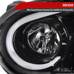 2004-2005 Subaru Impreza WRX STI Outback Projector Headlights w/ LED Light Bar (Glossy Black Housing/Clear Lens)