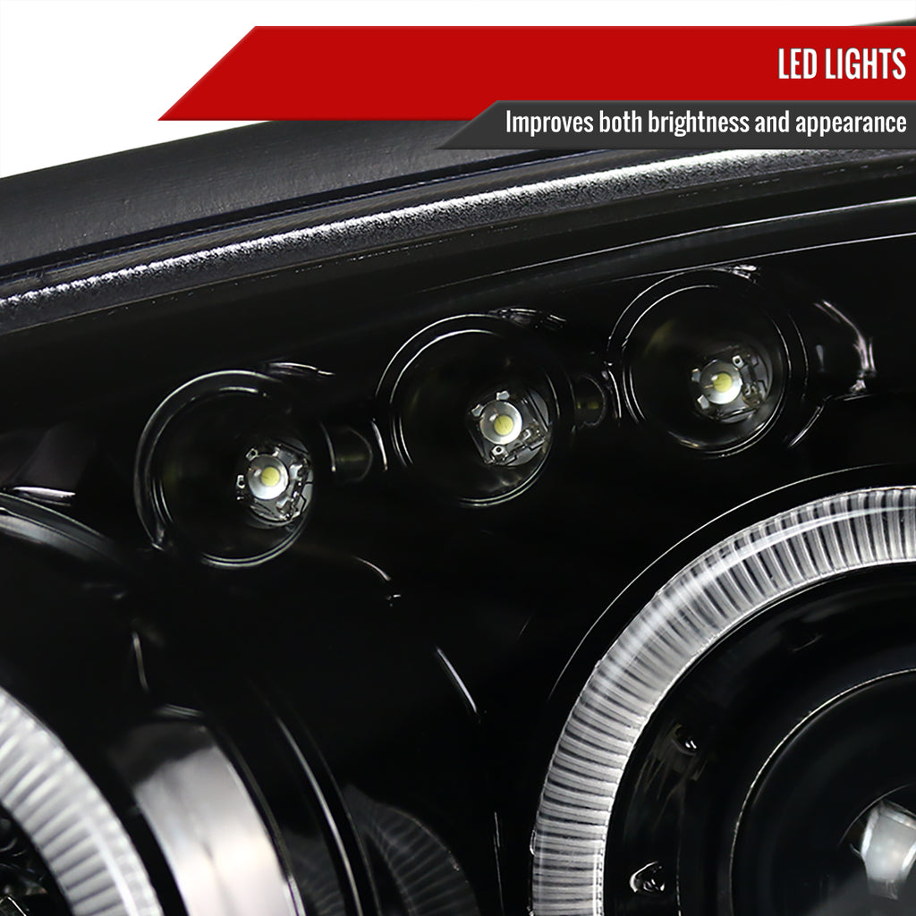 2004-2005 Subaru Impreza WRX STI Outback Dual Halo Projector Headlights (Glossy Black Housing/Smoke Lens)