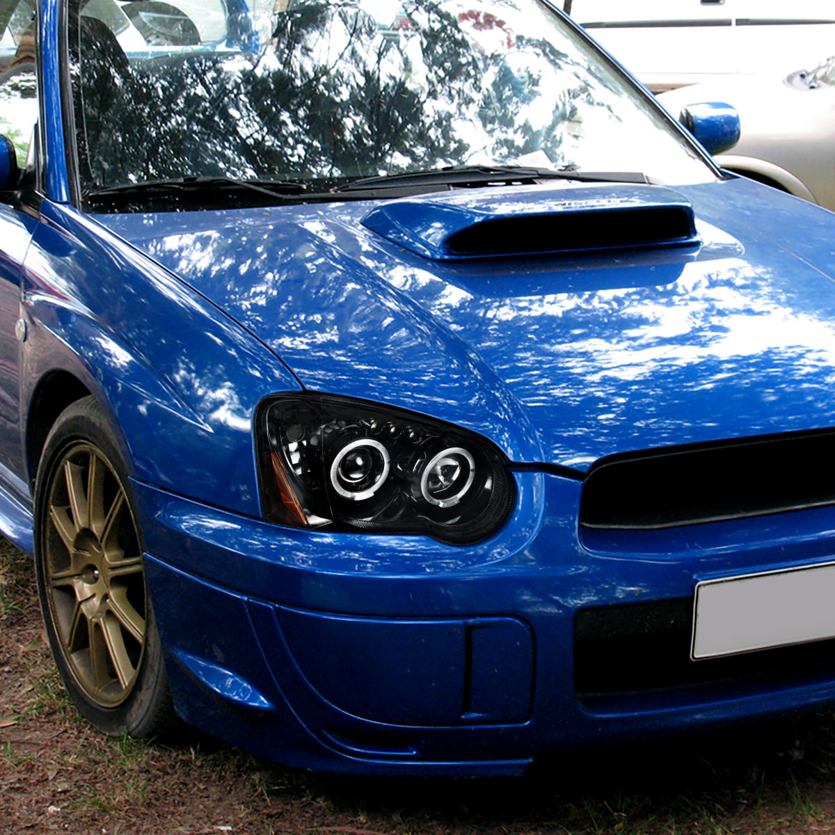 2004-2005 Subaru Impreza WRX STI Outback Dual Halo Projector Headlights (Glossy Black Housing/Smoke Lens)