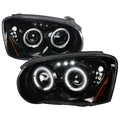 2004-2005 Subaru Impreza WRX STI Outback Dual Halo Projector Headlights (Glossy Black Housing/Smoke Lens)