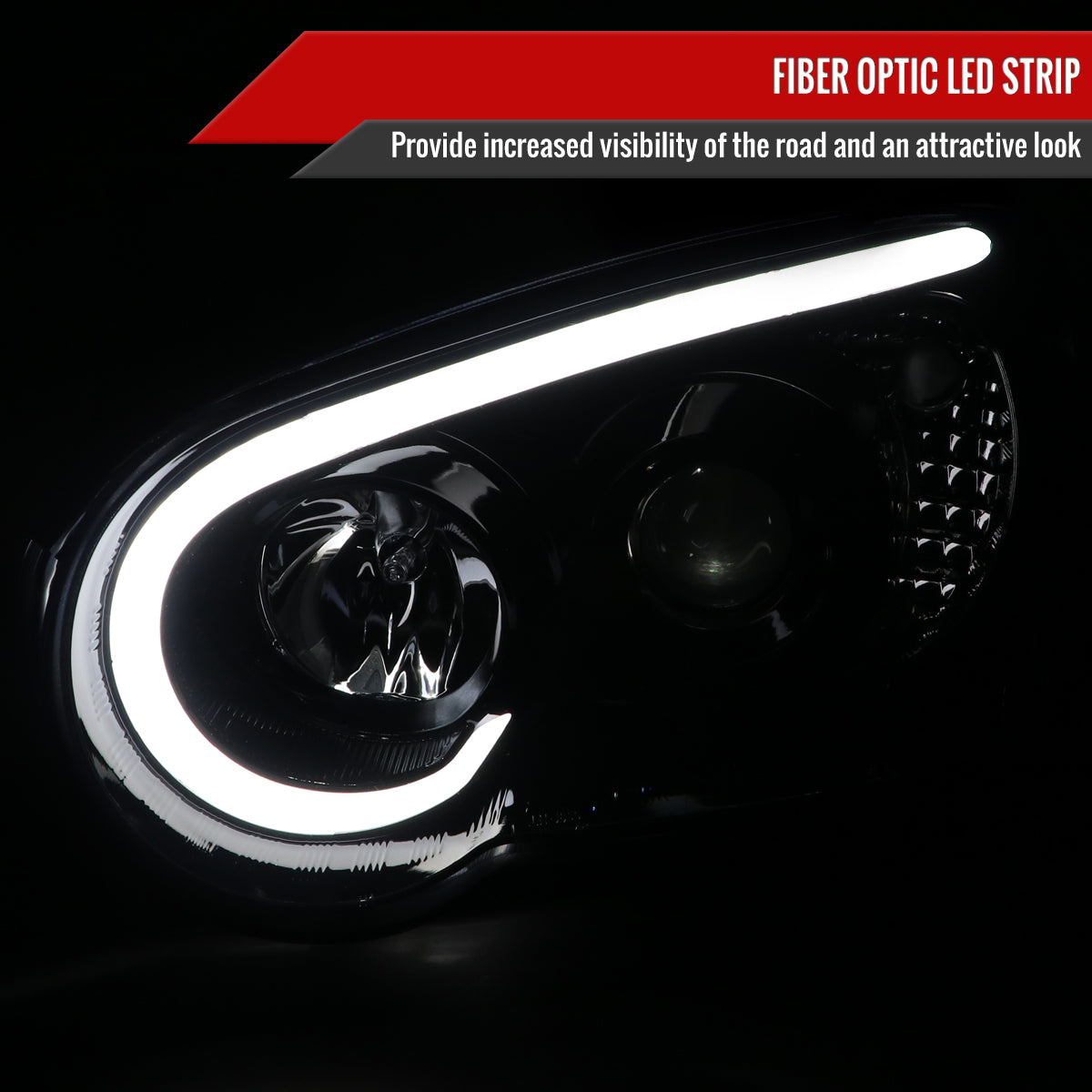 2004-2005 Subaru Impreza WRX STI Outback Projector Headlights w/ LED Light Bar (Glossy Black Housing/Smoke Lens)