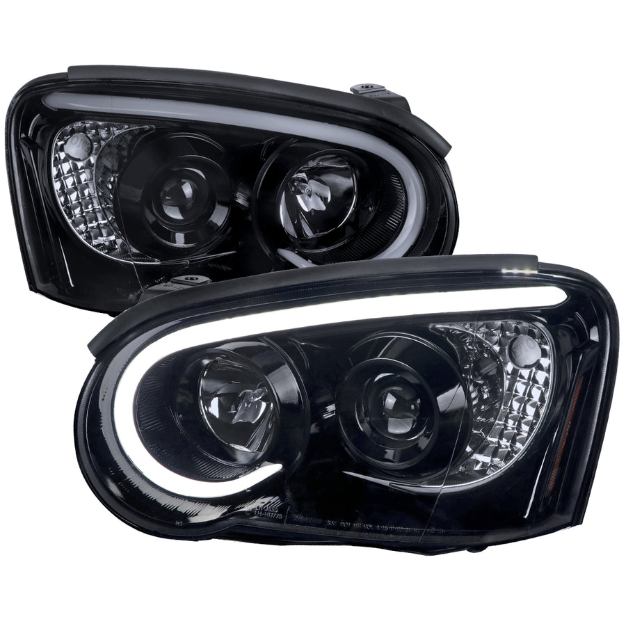 2004-2005 Subaru Impreza WRX STI Outback Projector Headlights w/ LED Light Bar (Glossy Black Housing/Smoke Lens)