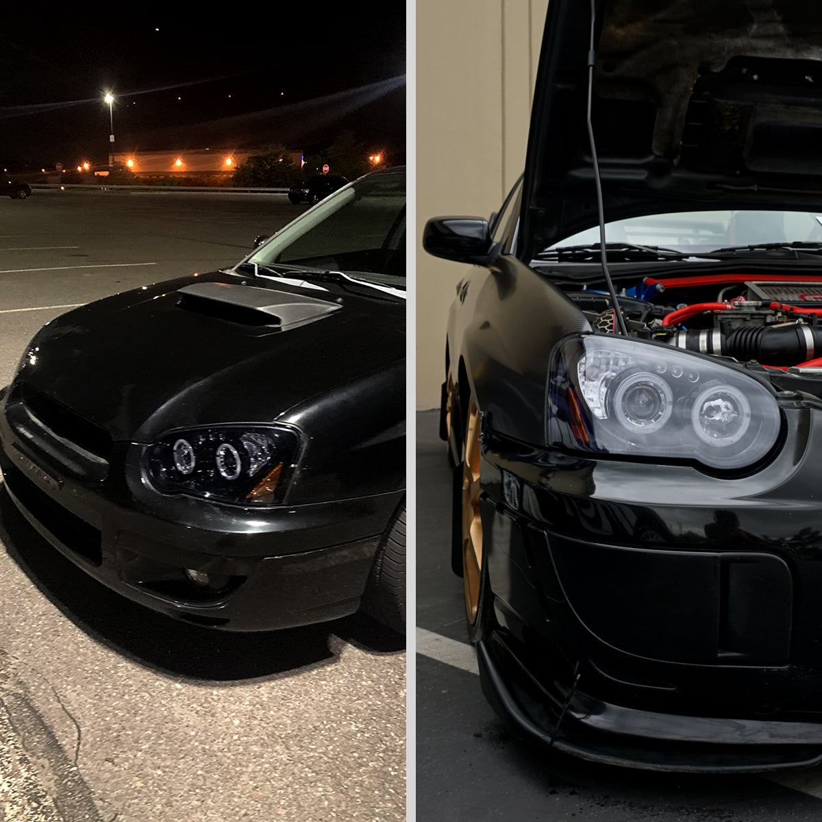 2004-2005 Subaru Impreza WRX STI Outback Dual Halo Projector Headlights (Glossy Black Housing/Smoke Lens)