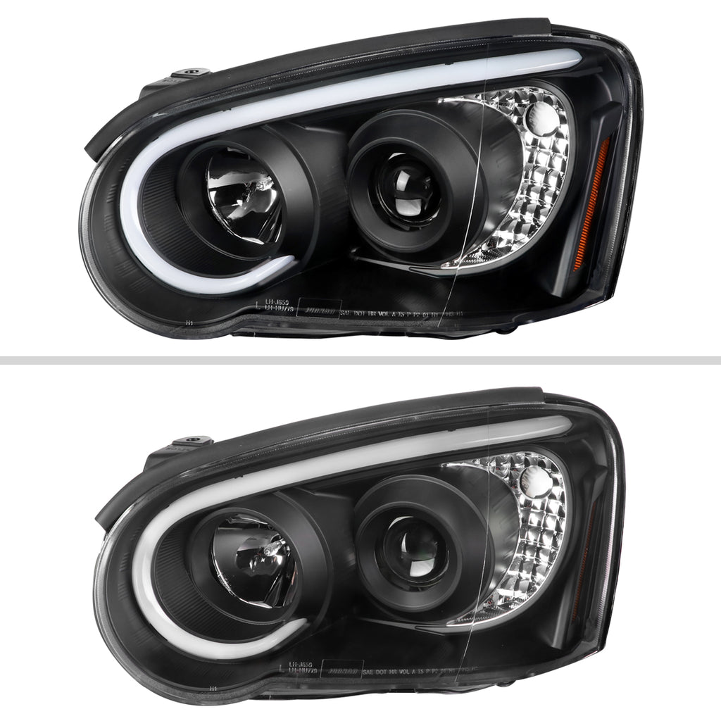 2004-2005 Subaru Impreza WRX/STI Outback Projector Headlights w/ LED Bar (Matte Black Housing/Clear Lens)
