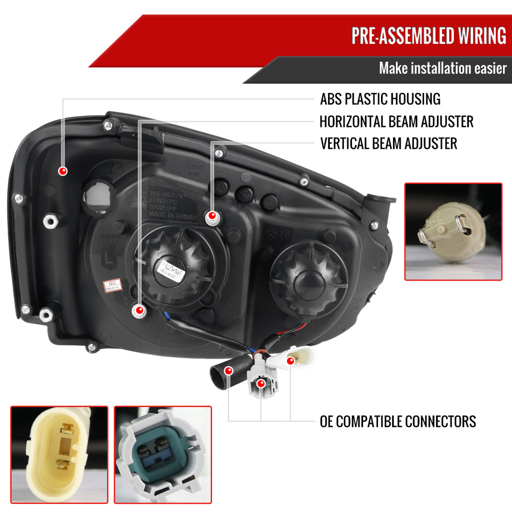 2004-2005 Subaru Impreza WRX/STI Outback Projector Headlights w/ LED Bar (Matte Black Housing/Clear Lens)