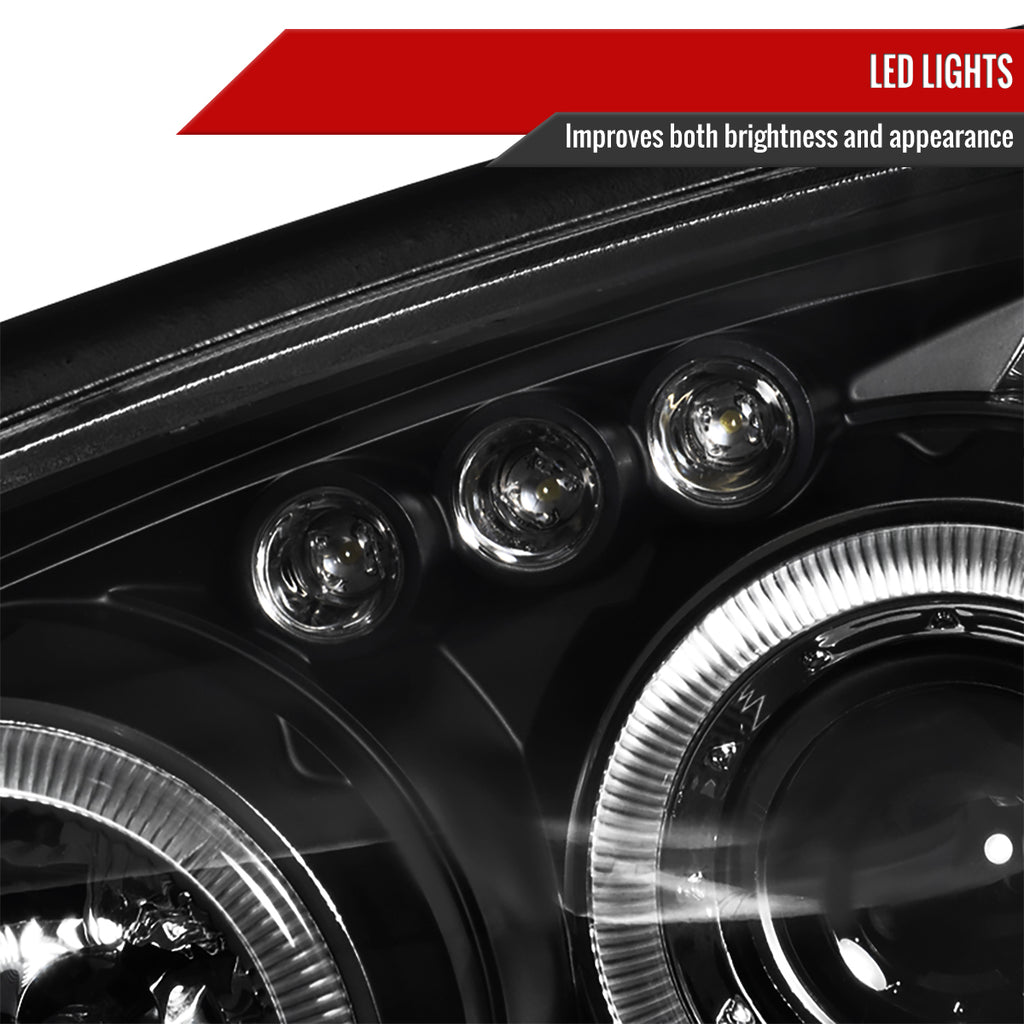 2004-2005 Subaru Impreza WRX STI Outback Dual Halo Projector Headlights (Matte Black Housing/Clear Lens)