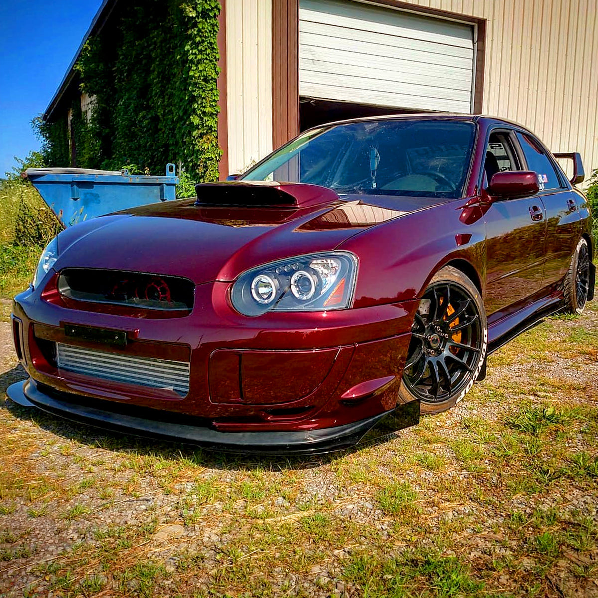 2004-2005 Subaru Impreza WRX STI Outback Dual Halo Projector Headlights (Matte Black Housing/Clear Lens)