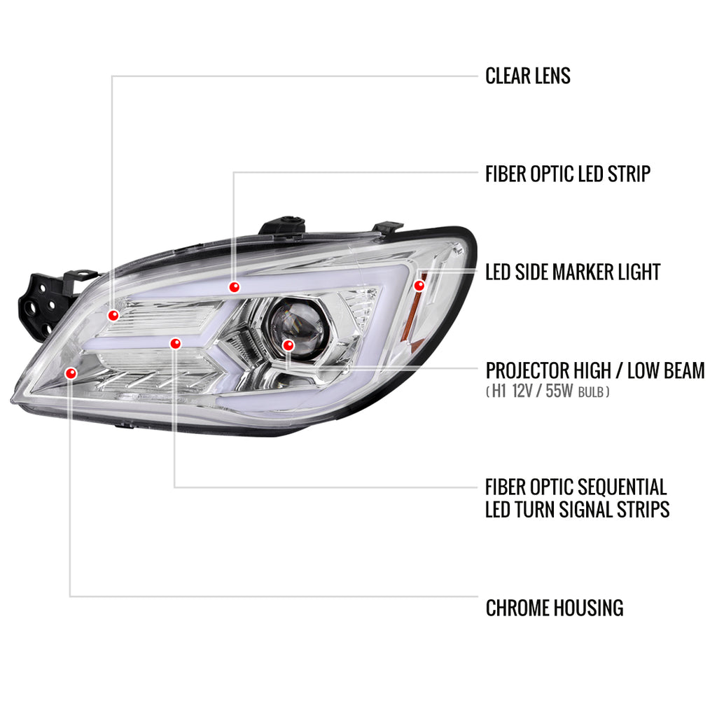 2006-2007 Subaru Impreza WRX STI LED Bar Sequential Turn Signal Projector Headlights (Chrome Housing/Clear Lens)