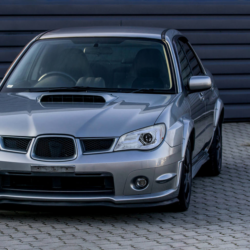 2006-2007 Subaru Impreza WRX STI LED Bar Sequential Turn Signal Projector Headlights (Chrome Housing/Clear Lens)