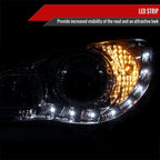 2006-2007 Subaru Impreza WRX/STI Projector Headlights w/ LED Light Strip (Chrome Housing/Clear Lens)